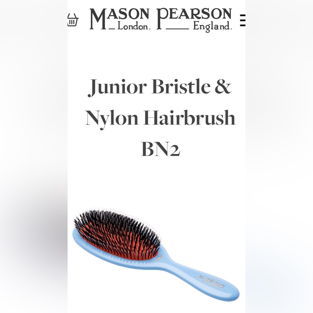 Mason Pearson Boar and Nylon Bristle Hairbrush- Light Blue - Junior size - BN2